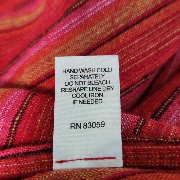 Drew Red and Pink Stripe Linen Boho Strapless Jumpsuit with Slit Legs Size Small - Picture 9 of 9